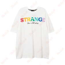 colorful letters pattern white t shirts